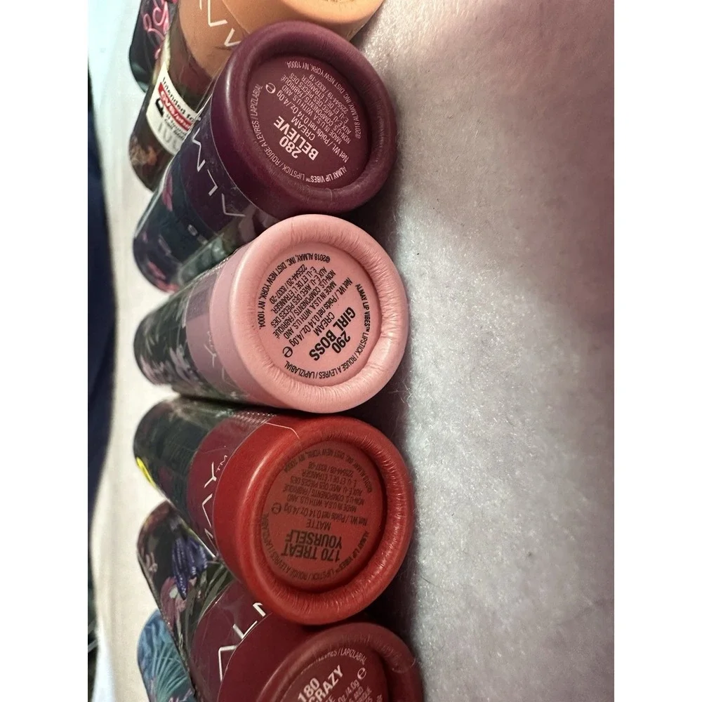 (7) Almay Lip Vibe Lipstick 0.14 oz Each Sealed Unique Colors No Repeats
